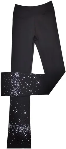 Vista 5 de LIUHUO Pantalones de patinaje sobre hielo para niñas, leggings de entrenamiento de diamantes de imitación negros para mujer, forro polar