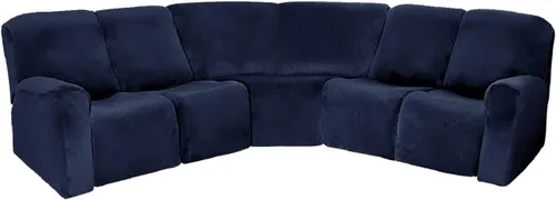 Vista 43 de MINGPINHUIUS Funda elástica de terciopelo para sofá reclinable en la esquina, funda curvada para sofá modular, funda elástica suave para sofá Marrón