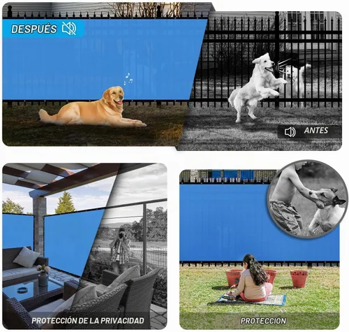 Vista 3 de Patio - Pantalla de privacidad para valla de 6', tamaño personalizable Azul