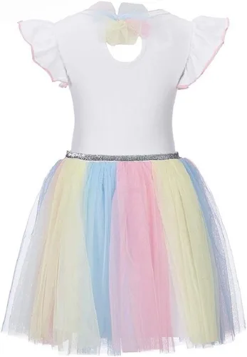 Vista 2 de Bonnie Jean - Vestido de unicornio para niña con arco iris para bebé y niñas pequeñas