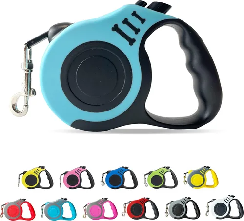 Vista 17 de Correa retráctil para perros pequeños y medianos, automática, telescópica, cinta para mascotas de 10/16 pies, duradera y práctica, con asa A1- rosa