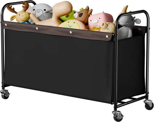 Vista 11 de StorageWorks Caja de juguetes con ruedas para niños, baúl grande de almacenamiento y organizador de juguetes de 135 litros, caja de juguetes de Beige