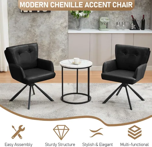 Vista 7 de WUTUTUEE Silla de comedor de piel sintética, moderna, cómoda, giratoria, silla de comedor tapizada con respaldo medio, silla de escritorio sin