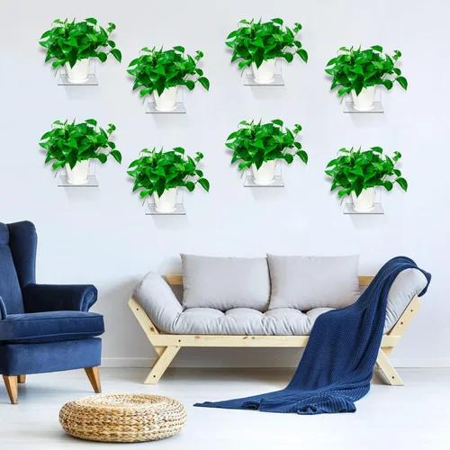 Vista 2 de Estante pequeño de acrílico, mini estante flotante de pared, estante de almacenamiento montado en la pared, para figuras pop, plantas, fotos