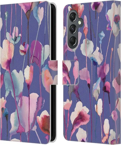 Vista 291 de Head Case Designs Officially Licensed Ninola Abstract Poppies Lilac Floral Leather Wallet Case Compatible with Samsung Galaxy A07 4G