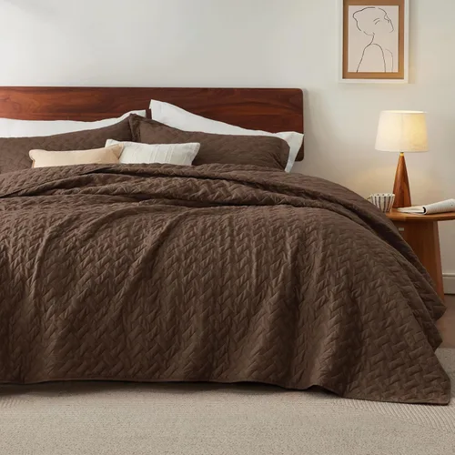 Vista 23 de Bedsure Quilts Twin Size - Lightweight Bedspreads Twin Size with Basket Weave Pattern, Soft Quilt Bedding Set, Grey Comforter Set Coverlet for All