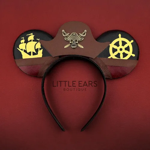 Vista 2 de Orejas de Mickey Piratas, diadema con orejas de ratón, orejas de Mickey