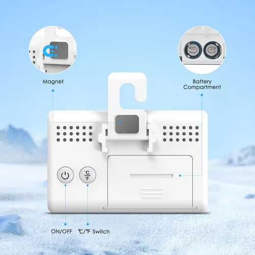 Vista 3 de AMIR Termómetro digital mejorado para refrigerador, termómetro para refrigerador y congelador con pantalla LCD transparente, parte trasera