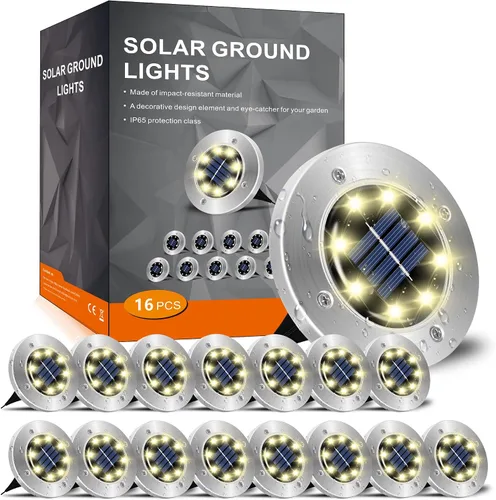 Vista 11 de INCX Luces solares de 4.6 pulgadas impermeables para exteriores, paquete de Cold