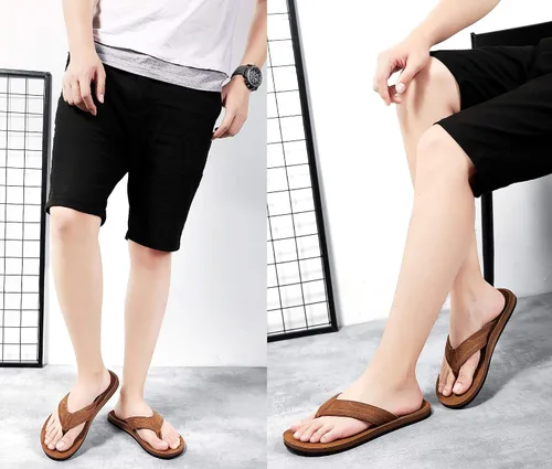 Vista 7 de AX BOXING Sandalias de cuero para hombre, sandalias casuales y cómodas