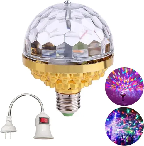 Vista 9 de Luz de bola mágica giratoria colorida, luces de fiesta, bola de discoteca, bombilla con forma de bola de discoteca de espejo, bombilla mágica
