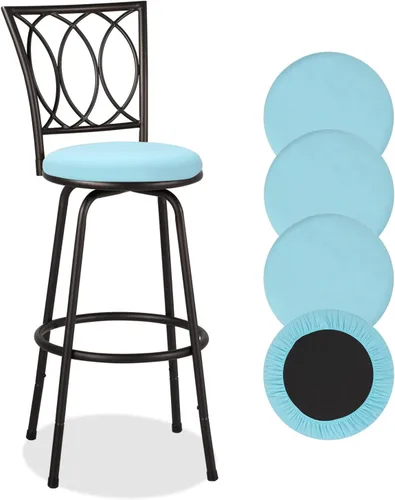 Vista 18 de Deisy Dee 4 fundas de asiento redondas para taburetes de bar, fundas elásticas para sillas redondas de 13 a 16 pulgadas (negro)