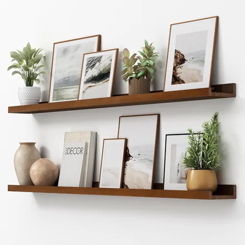Vista 58 de FLYJOE Estante de repisa de fotos para pared, 24 pulgadas de madera de fresno maciza, estantes para libros de guardería, estantes flotantes