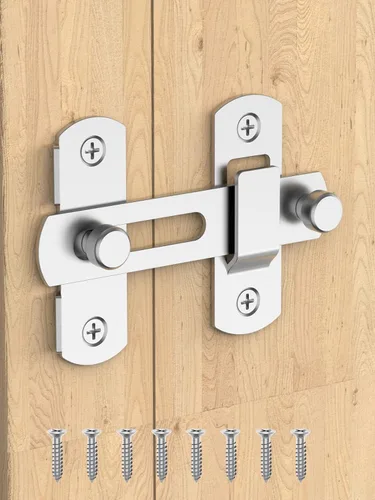 Vista 11 de Cerradura de puerta corrediza de granero, pestillos de seguridad de acero inoxidable y cerrojos de perno de puerta para gabinete de vino, baño, Negro