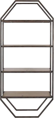 Vista 4 de Kate and Laurel Adela Modern Farmhouse - Estante plegable octágono; 19 x 41; marrón y negro antiguo; estante flotante geométrico único de 4 niveles