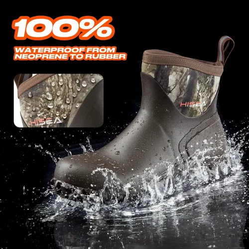 Vista 4 de HISEA Botas de goma para hombre, botas de lluvia impermeables para exteriores, para césped y jardín