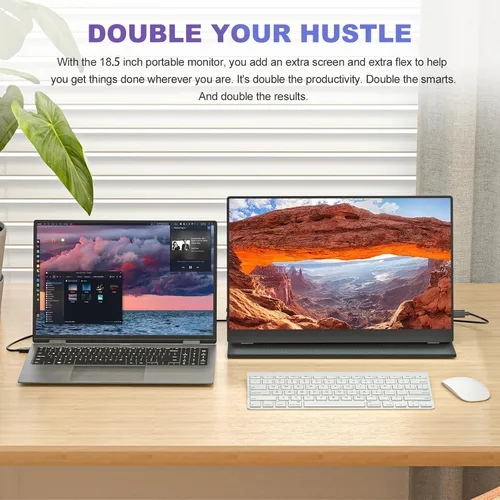 Vista 10 de Monitor portátil de 18,5 pulgadas, FHD USB-C HDMI 1080P 100% sRGB