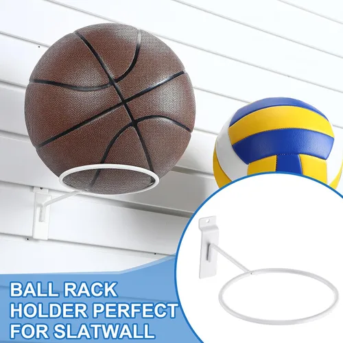 Vista 2 de Gisafai 6 piezas de metal Slatwall almacenamiento de bolas multifunción soporte de bolas Slatwall Basquetbol Basquetbol Soporte de pared