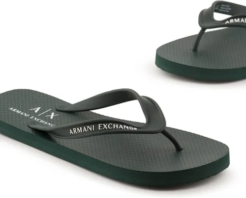 Vista 3 de AX ARMANI EXCHANGE Chanclas con logotipo para hombre, Verde oscuro