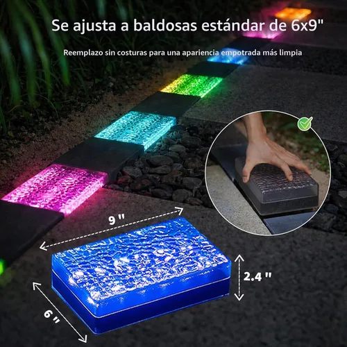 Vista 2 de SHONELIGHTING Luces solares para pavimentadora, 6x9 LED de tierra, 12 colores, RGBW, 1 paquete