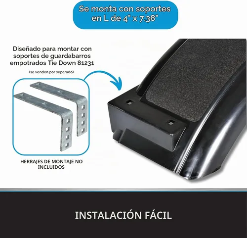 Vista 4 de Tie Down Engineering 86751 guardabarros de plástico negro, compatible con neumáticos de 8"-12