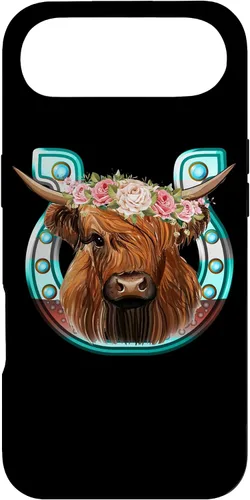Vista 27 de Floral Highland Cow Heifer Horseshoe Western Country Case for iPhone 16