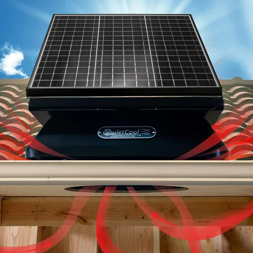 Vista 7 de QuietCool AFR SLR-40 Ventilador solar para ático de montaje en techo, panel ajustable de 40 vatios, inversor CA/CC incluido para tiempo