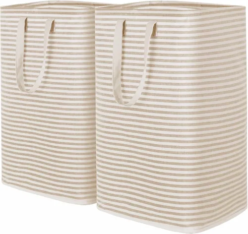 Vista 11 de Lifewit 75L x 2 Pack Collapsible Laundry Hamper Large,Tall Foldable Dirty Clothes Baskets Waterproof, Freestanding Double Bags with Easy Carry