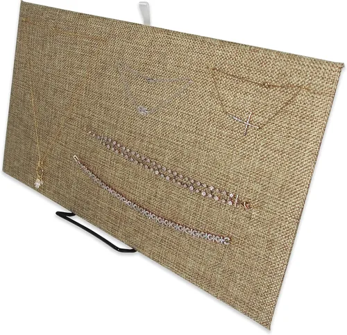 Vista 7 de CuteBox Bandeja de plástico negro con inserto de arpillera en U dorado para venta al por menor, mercancía, joyería, exhibición, organización