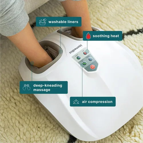 Vista 3 de Homedics Shiatsu Air 2.0 Masajeador de pies con calor calmante y compresión de aire rítmica, 3 controles e intensidades personalizados, forro