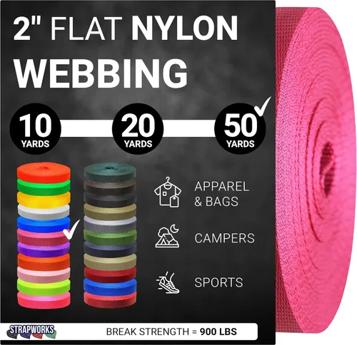 Vista 39 de Strapworks - Correa de nailon resistente de 2 pulgadas para cinturón, mochila, correa, collar, correa de perro, sujeción y más, 9, 18 o 45.7 metros