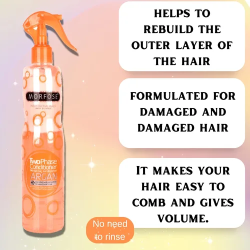 Vista 3 de Morfose Acondicionador profesional sin enjuague de argán, protector térmico para cabello, protección contra el calor en aerosol para el cabello