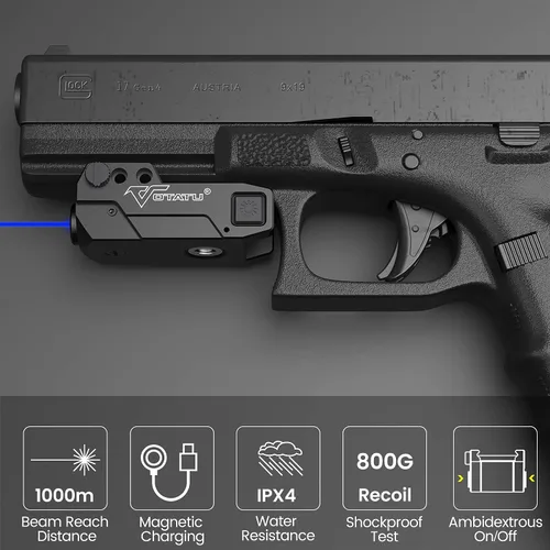 Vista 3 de Votatu H3L-B Mira Láser Azul, Construcción de Aluminio, Mira de Punto Azul Ultra Bajo Perfil para Pistola, Rifle de Mano, Modo Estrobo Táctico