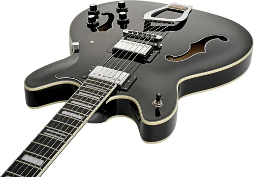 Vista 7 de Hagstrom Guitarra eléctrica semihueca Viking - Negro brillante