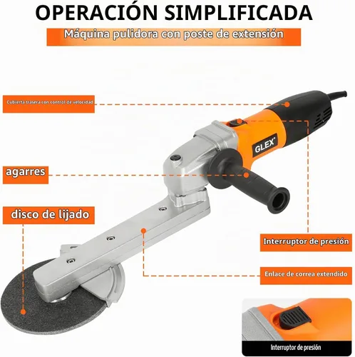 Vista 3 de GLEX Soporte de amoladora angular, brazo extendido, Amoladora eléctrica industrial de acero inoxidable, Lijadora, Uso general: Muelas, Cuchillas