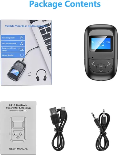 Vista 8 de Receptor transmisor Bluetooth 5.0 para TV a auriculares inalámbricos, adaptador Bluetooth para TV/vuelo de viaje, aerolínea, gimnasio, micrófono