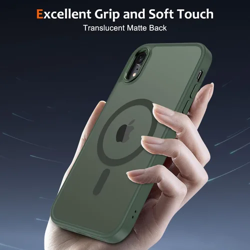 Vista 1003 de Anuck - Funda magnética para iPhone 11 compatible con MagSafe, carcasa trasera mate translúcida dura, borde de TPU, delgada, resistente a impactos