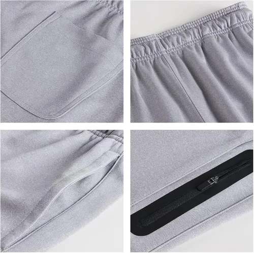 Vista 3 de ElsMorr Pantalones deportivos para hombre con bolsillos con cremallera, ligeros, transpirables, de secado rápido, senderismo, correr, deportes al