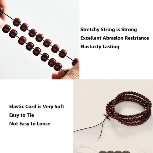Vista 3 de Cuerda elástica para pulseras, 1 mm 100.6 yardas de cuerda duradera para pulseras, cuerda elástica para hacer joyas, collares y cuentas, color blanco