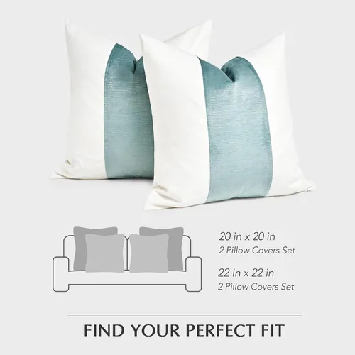 Vista 8 de EVERGRACE x Kinsey Walsh Fundas de almohada de panel de terciopelo de algodón de firma, juego de 2, fundas de almohada decorativas de 20"x20