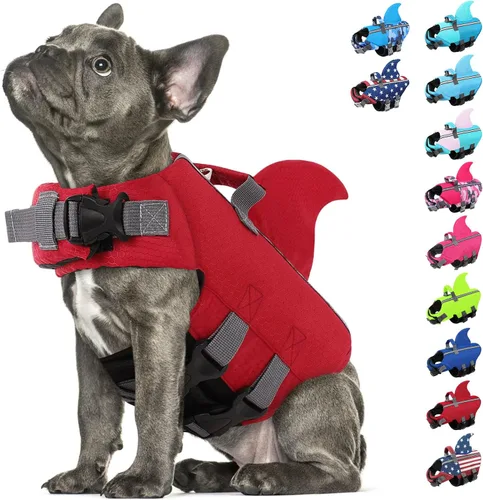 Vista 11 de Chaleco salvavidas para perros pequeños, chaleco salvavidas para Chaleco de natación para perros de alta flotabilidad con asa de rescate