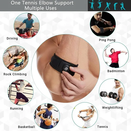 Vista 8 de Codera de tenis de grado profesional – Perilla de ajuste inteligente y almohadilla de compresión de gel para tendinitis, alivio del dolor de codo