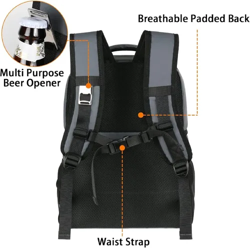Vista 4 de MATEIN Mochila enfriadora, 26 latas, mochila térmica de almuerzo para hombres y mujeres, a prueba de fugas, de doble capa, mochila de almuerzo