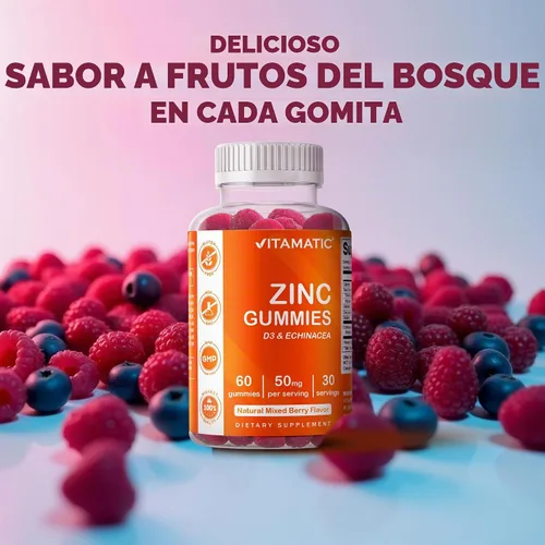 Vista 5 de Vitamatic Gomitas de zinc de 50 mg - 60 gomitas veganas - Sin gluten - Paquete de 2