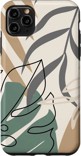 Vista 13 de Funda abstracta minimalista exótica para iPhone 16 Tropical Botanical Beige Brown