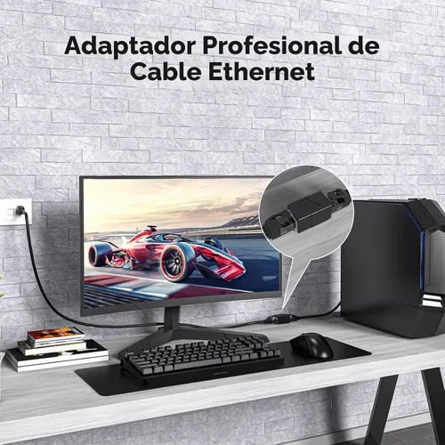 Vista 4 de Acoplador RJ45, paquete de 2 adaptadores Ethernet hembra a hembra, adaptador extensor de cable de conexión, modular recto de 8 pines, conectores