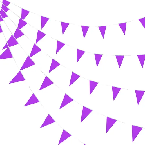 Vista 9 de Consummate Banderines negros de 100 pies con banderines colgantes triangulares para gran apertura, cumpleaños de niños, decoraciones de fiesta, 60