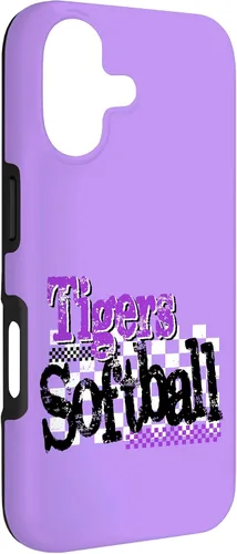 Vista 3 de Tigers Softball Mom Purple Tiger Pride Game Day School Case for iPhone 17