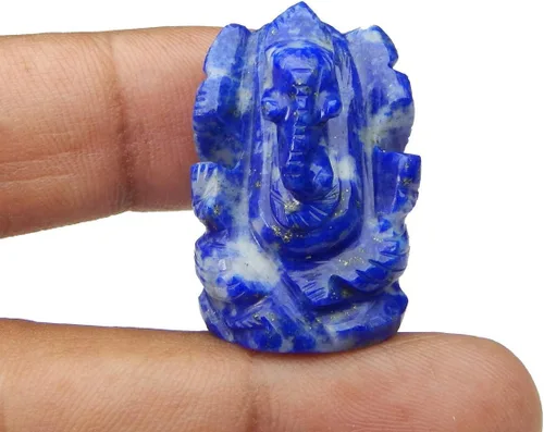Vista 4 de Paquete de 5 estatuas de Ganesha. Piedras preciosas naturales de Ganesh. Tamaño de 1 a 1.5 pulgadas de largo aprox.