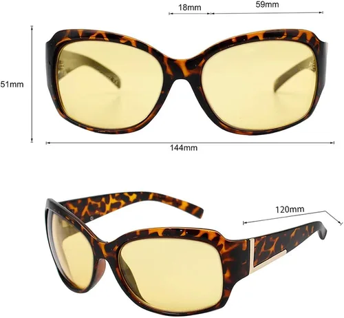 Vista 5 de VITENZI Gafas de visión nocturna para hombres y mujeres, seguridad antirreflejos, para conducir por la noche, color amarillo HD, lentes de sol